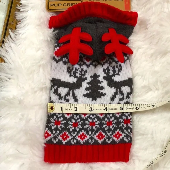 New Pup Crew reindeer knit dog sweater with antler hood.  Size XS.  Cute! - Picture 12 of 12